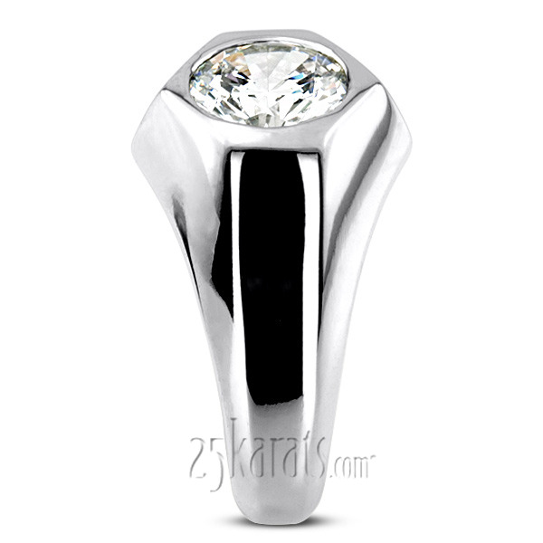 14K white gold Solitaire Diamond Man Ring for 2.50 ct Diamond - alternate view 6