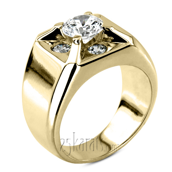 0.60 ct. Diamond Men Ring for 1.50ct Center