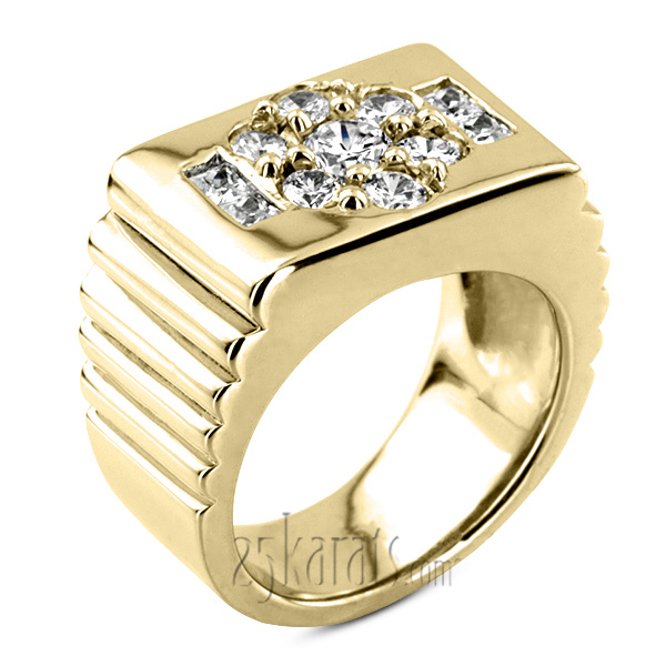 1.42 ct. Flower Design Diamond Man Ring - view 2