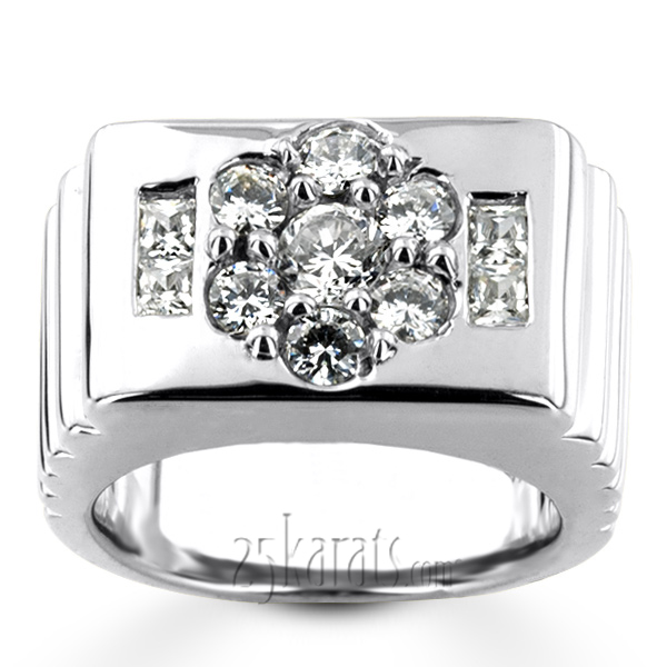 1.42 ct. Flower Design Diamond Man Ring - view 3