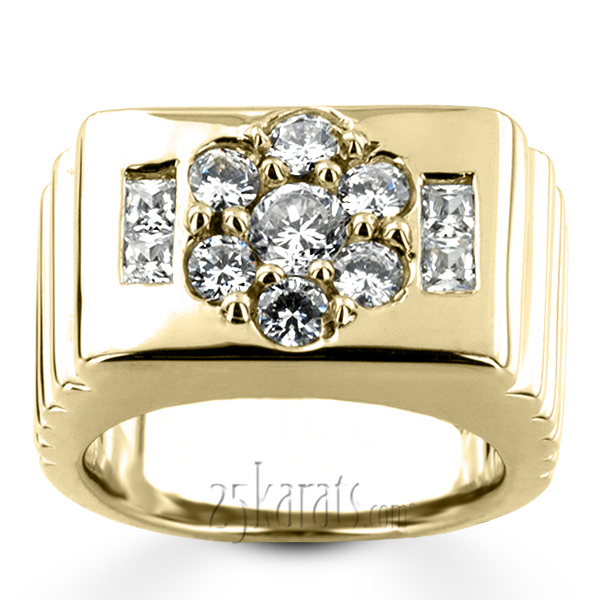 1.42 ct. Flower Design Diamond Man Ring - view 4