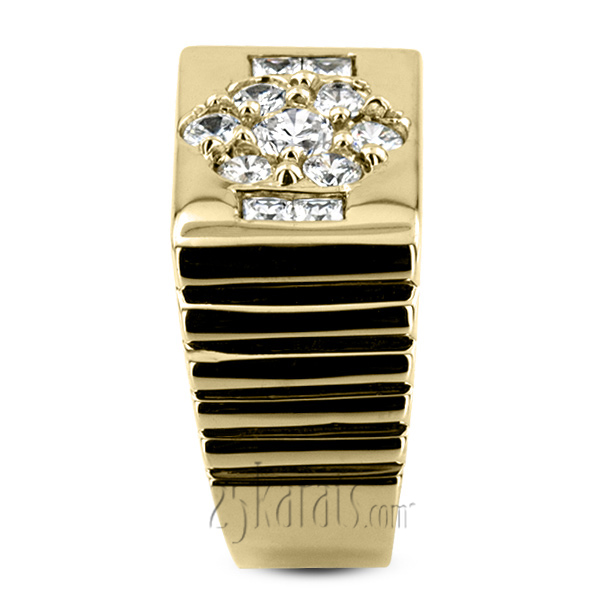 1.42 ct. Flower Design Diamond Man Ring - view 6