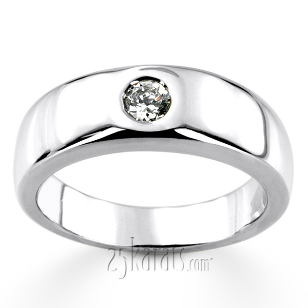 14K white gold 0.30 ct. Round Cut Diamond Men's Ring - alternate view 3