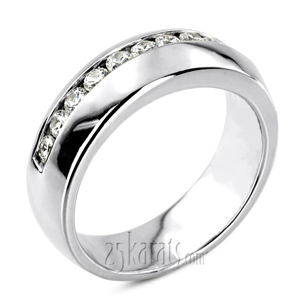 14K white gold 0.91 ct. Round Cut Diamond Men's Ring - alternate view 2