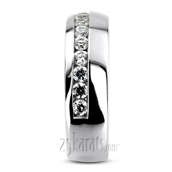14K white gold 0.91 ct. Round Cut Diamond Men's Ring - alternate view 6