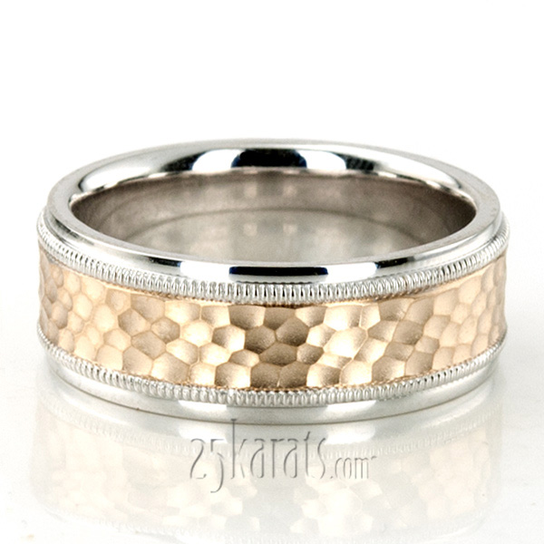Traditional Hammer Basic Carved Wedding Ring  