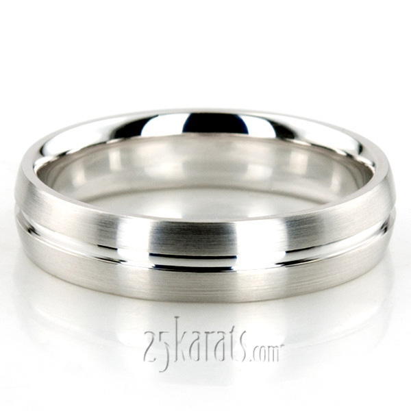 Convex Grooved Wedding Ring 