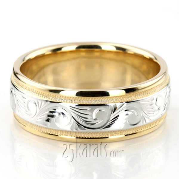 Elegant Hand Engraved Fancy Designer Wedding Band 