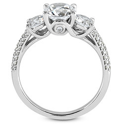 Elegant Three-Stone Micro-Pave Engagement Ring (1.15 ct. tw.) thumbnail 2