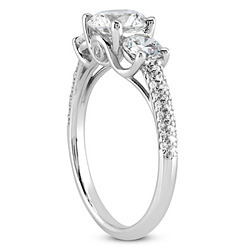 Elegant Three-Stone Micro-Pave Engagement Ring (1.15 ct. tw.) thumbnail 3