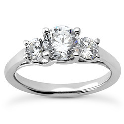 14K white gold Contemporary Three-Stone engagement Ring (1.00ct) - main view