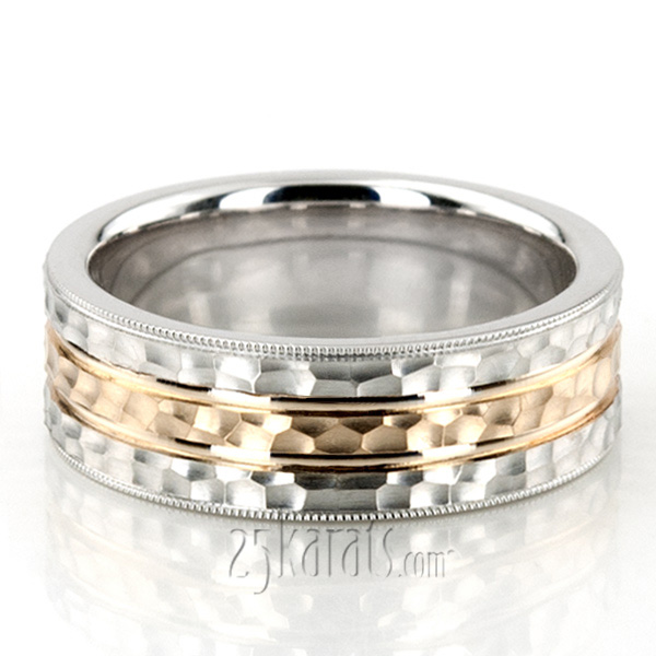Hammer Milgrain Basic Designer Wedding Ring 