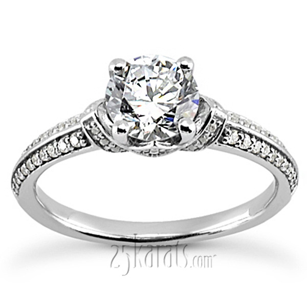 14K white gold Knife Edge Contemporary Engagement Ring (0.19 ct. tw.) - main view