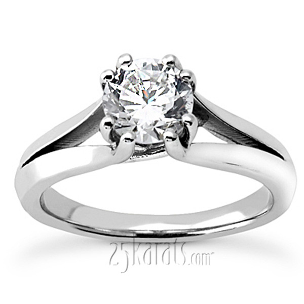 14K white gold By-pass Prong Head Solitaire Engagement Ring (for 1.00ct) - main view