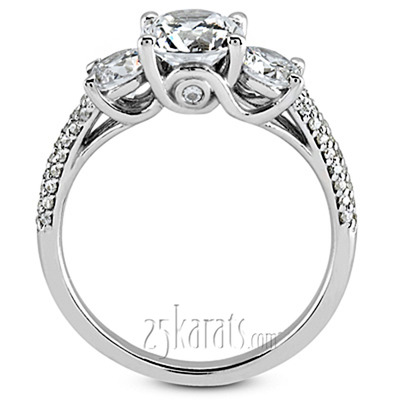 Elegant Three-Stone Micro-Pave Engagement Ring (0.84ct) thumbnail 3
