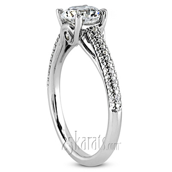 14K white gold Half-Way Pave Set Diamond Engagement Ring (for 0.75ct) - alternate view 2