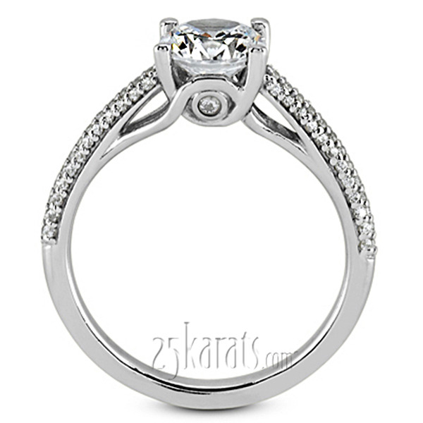 14K white gold Half-Way Pave Set Diamond Engagement Ring (for 0.75ct) - alternate view 3