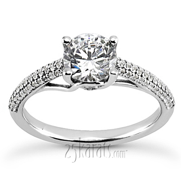 Half-Way Pave Set Diamond Engagement Ring (for 1.50ct)
