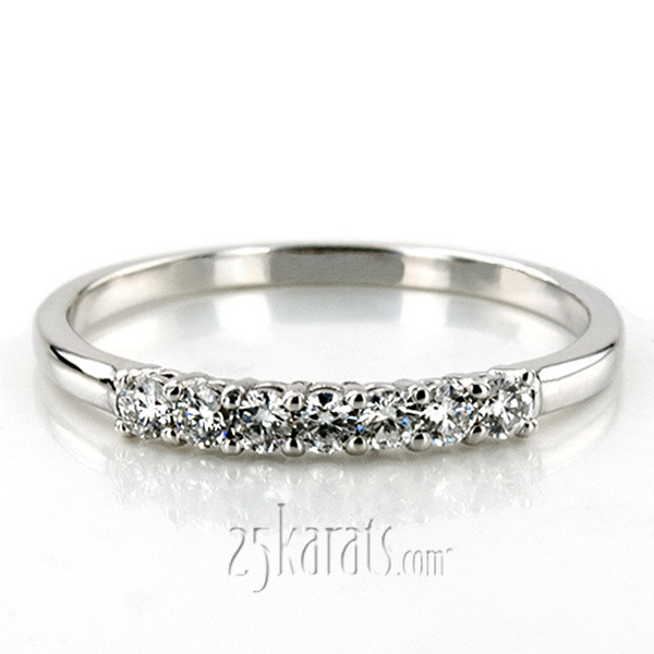 14K white gold Classic 7 Round Brilliant Diamond Woman Anniversary Band (1/4 ct. tw.) - alternate view 7