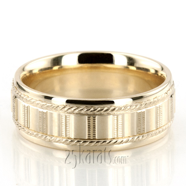 Modern Shiny Carved Design Wedding Band 