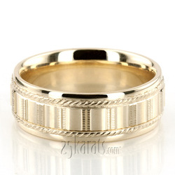 Modern Shiny Carved Design Wedding Band 