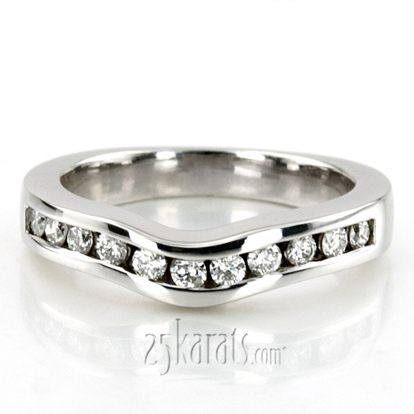 14K white gold Round Cut Channel Set Curved Diamond Bridal Ring (0.28 ct. tw.) - main view