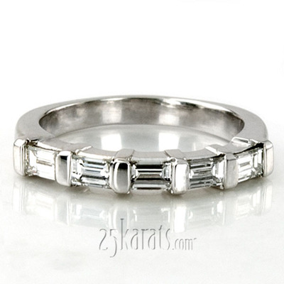0.75 ct. tw. Baguette Cut Bar Set Diamond Wedding Band thumbnail 1