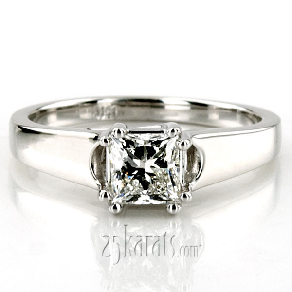 14K white gold Split Prong Trellis Solitaire Engagement Ring 4 - alternate view 3