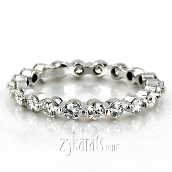 Single Shared Prong Round Cut Diamond Eternity Wedding Band (1.40 ct. tw.) - view 5