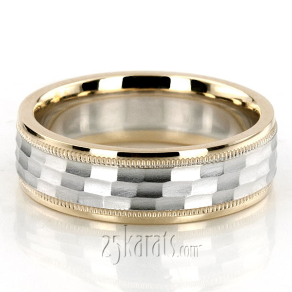 Refined Diamond Carved Wedding Band 