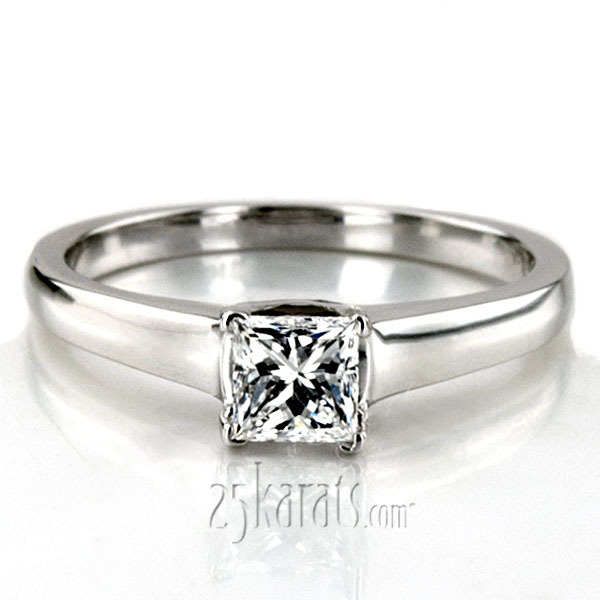 18K white gold V Tip Prong Square Center Solitaire Engagement Ring - alternate view 5