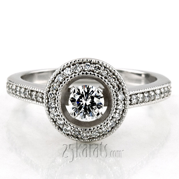 14K white gold Shared Prong Halo Diamond Engagement Ring (0.32 ct. tw.) - alternate view 7