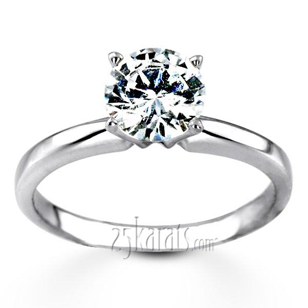 14K gold Round Diamond Classic Solitaire 14k Engagement Ring (1.00ct. HI/I1,2) - main view