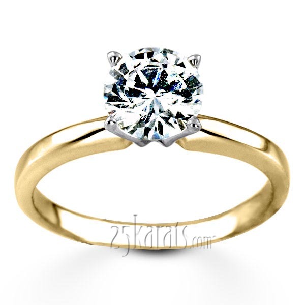 14K gold Round Diamond Classic Solitaire 14k Engagement Ring (1.00ct. HI/I1,2) - alternate view 2