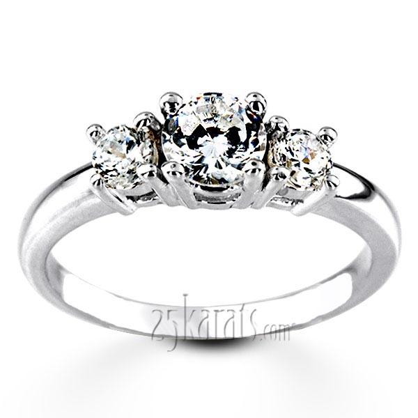 Classic Basket Setting Three Stone 14k White Engagement Ring (3/4 ct. t.w. GH/SI)