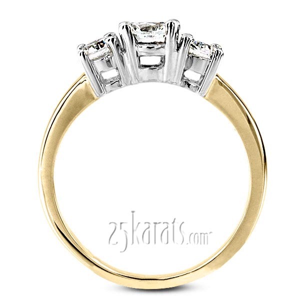 14K gold Classic Basket Setting Three Stone 14k White Engagement Ring (3/4 ct. tw. GH/SI) - alternate view 9