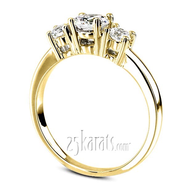 14K gold Classic Basket Setting Three Stone 14k Gold Engagement Ring (1.00 ct. tw. GH/SI) - alternate view 4