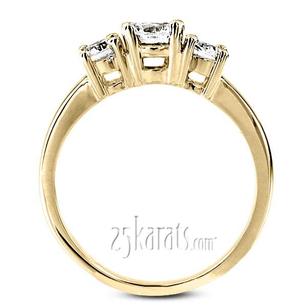 14K gold Classic Basket Setting Three Stone 14k Gold Engagement Ring (1.00 ct. tw. GH/SI) - alternate view 6