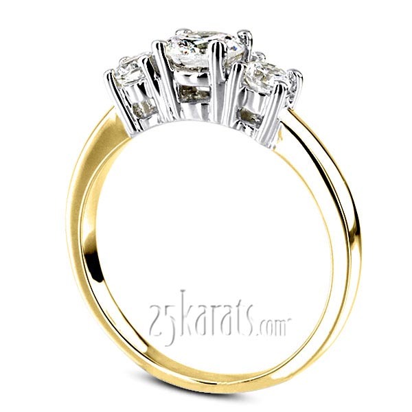 14K gold Classic Basket Setting Three Stone 14k Gold Engagement Ring (1.00 ct. tw. GH/SI) - alternate view 8
