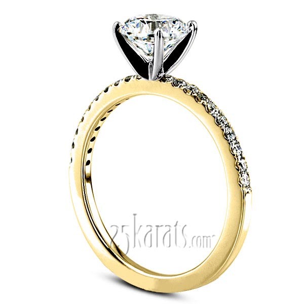 14K gold Pre-Set 14k Gold Pave Set Diamond Engagement Ring (3/8 ct. tw. GH/SI) - alternate view 4