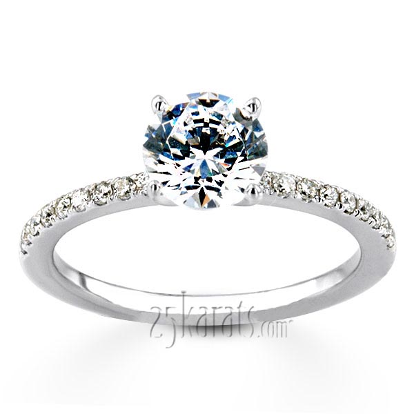 Pre-Set 14k white Gold Pave Set Diamond Engagement Ring (1.25 ct. t.w. GH/SI)