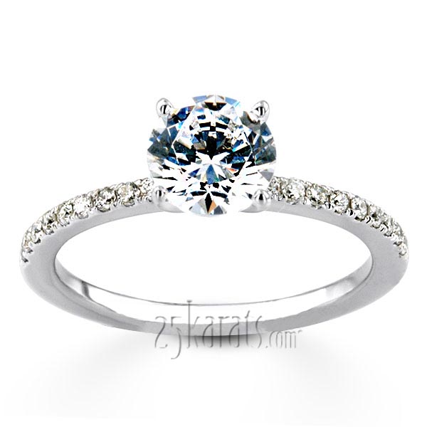 Pre-Set 14k White Pave Set Diamond Engagement Ring (3/8 ct. t.w. HI/I1,2)