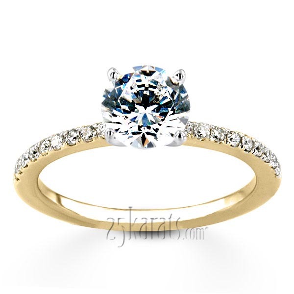 14K gold Pre-Set 14k Gold Pave Set Diamond Engagement Ring (1.00 ct. tw. HI/I1,2) - alternate view 2
