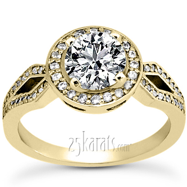 14K white gold Brilliant Halo Style Diamond Engagement Ring - alternate view 2