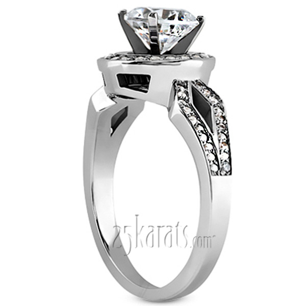 14K white gold Brilliant Halo Style Diamond Engagement Ring - alternate view 3