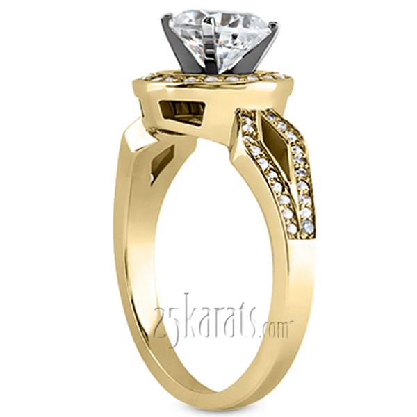 14K white gold Brilliant Halo Style Diamond Engagement Ring - alternate view 4