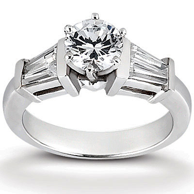 14K white gold Baguette Cut Bar Set Diamond Engagement Ring (0.48 ct. tw.) - main view