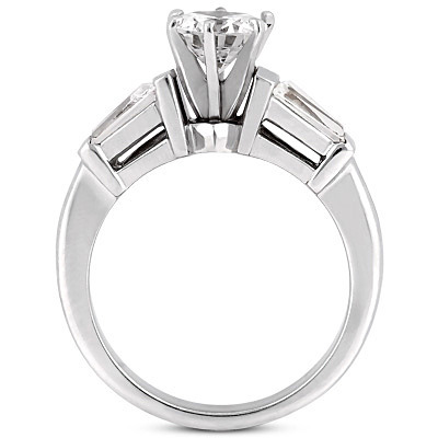 14K white gold Baguette Cut Bar Set Diamond Engagement Ring (0.48 ct. tw.) - alternate view 2