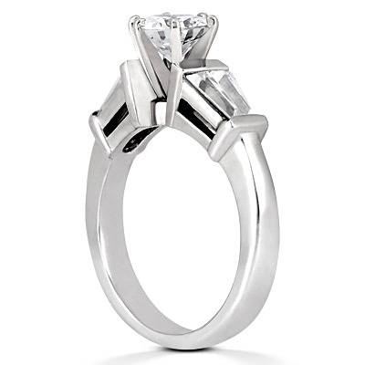 Baguette Cut Bar Set Diamond Engagement Ring (0.48 ct.tw.) - view 3
