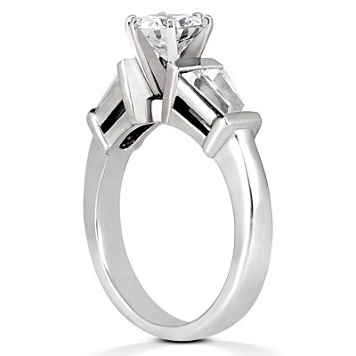 14K white gold Baguette Cut Bar Set Diamond Engagement Ring (0.48 ct. tw.) - alternate view 3